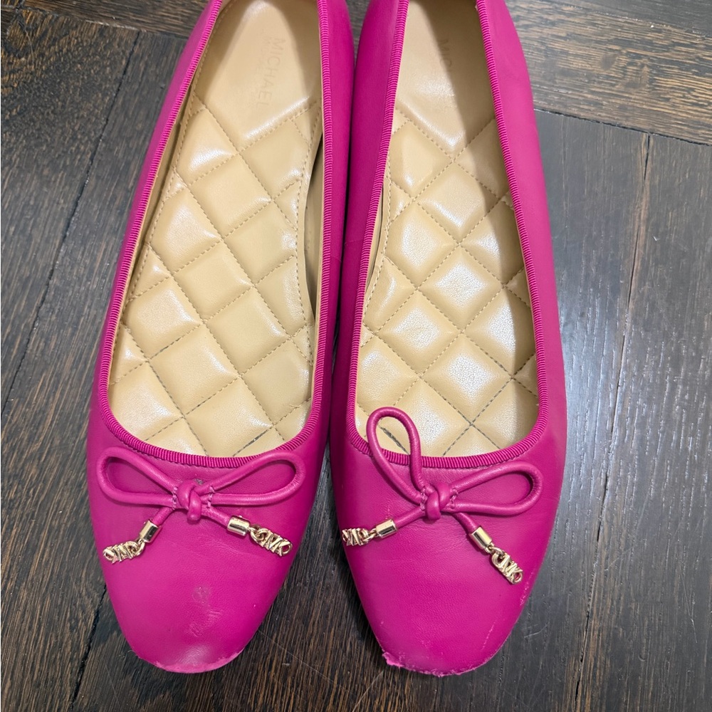 MICHAEL Michael Kors Fuchsia Flats with Gold Bow Accent